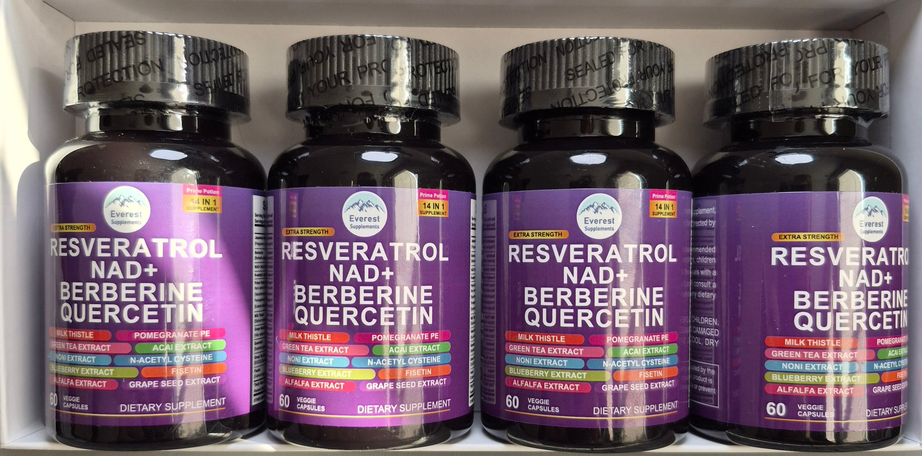 NAD+ Resveritrol, Berberine and Quercetin  (for Energy, Focus, Stamina & More!) 60 Capsules, USA Seller!