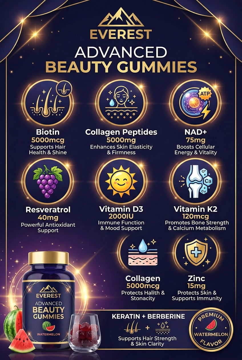 EVEREST Beauty Gummies Ingredients Infographic - Corrected
