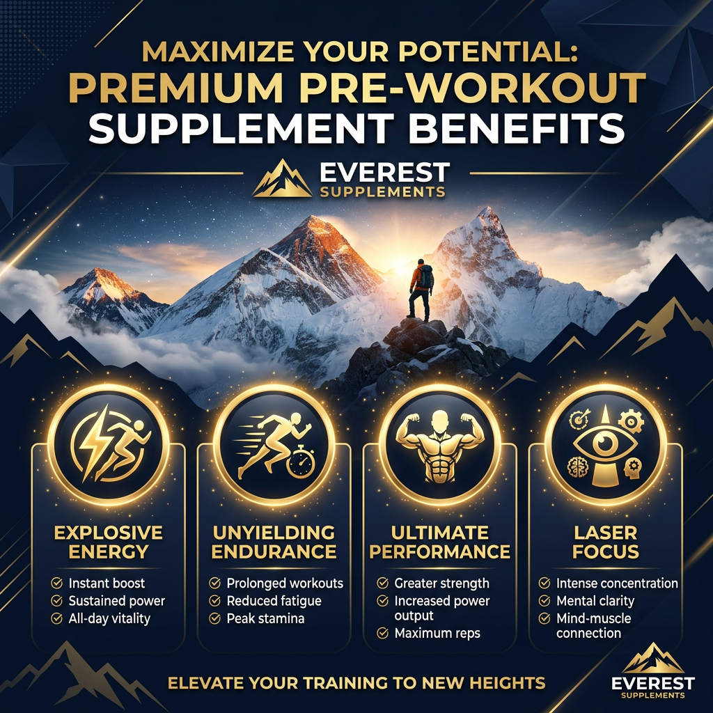 EVEREST Premium Pre-Workout benefits panel