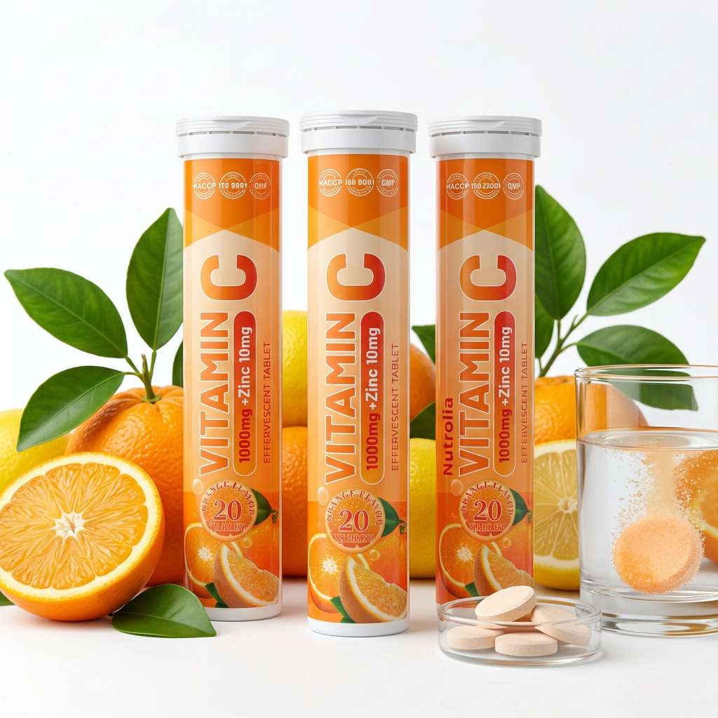 EVEREST Vitamin C + Zinc with immunity ingredients flat lay