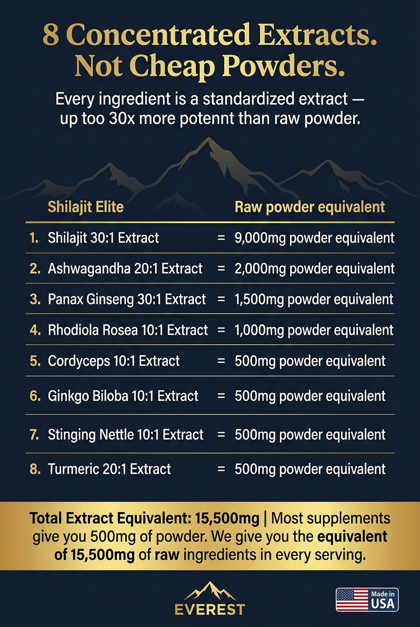 Shilajit Elite Extract Panel Infographic